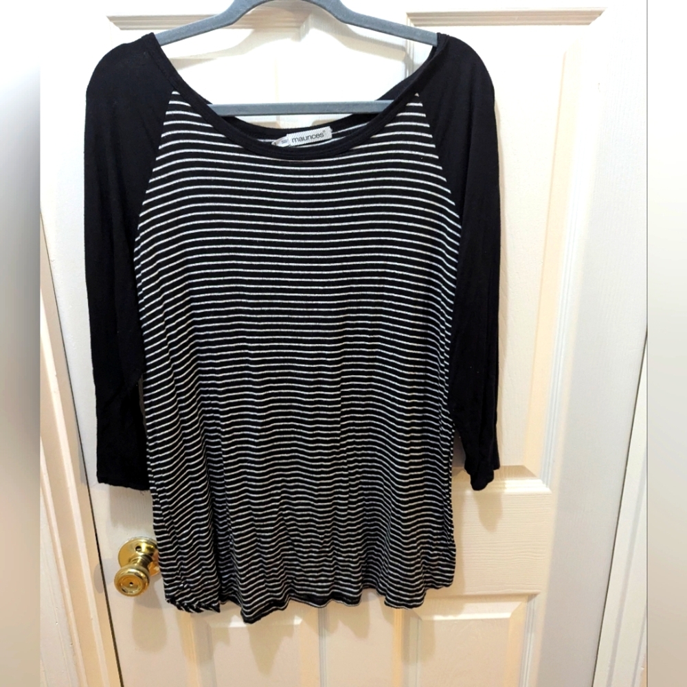 Black and White Striped Women's Top